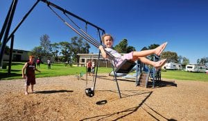 Child swinging on a swing in a playgound