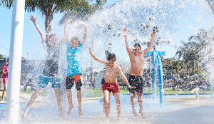 Kids splashing in the waterpark at Victor Harbor