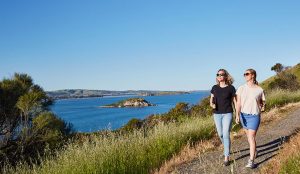 Two women on a walking trail nearby to Victor Harbor