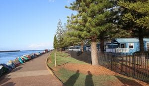 View walking alongside NRMA Port Macquarie Holiday Park