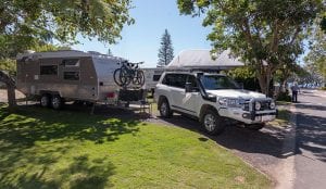 Caravan and ute on a powered site