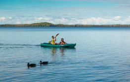 myall shores two people canoeing