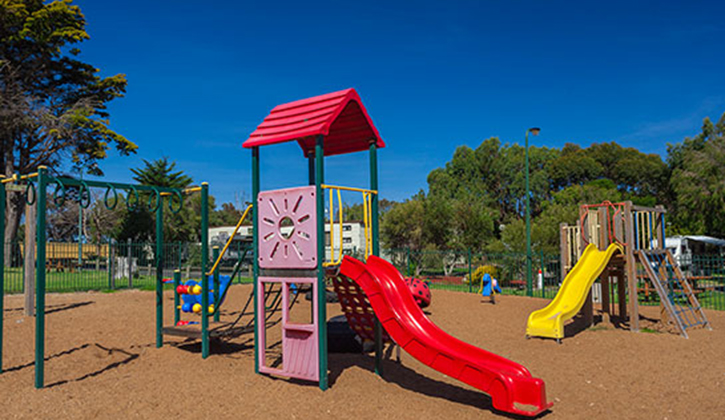 Play in our playground at NRMA Portland Bay Holiday Park, NRMA Parks and Resorts, South West VIC