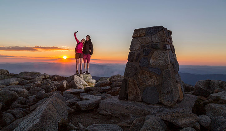jindabyne couple taking a selfie in nature