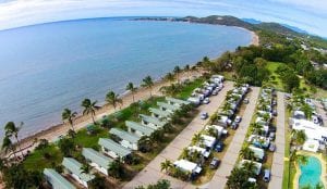 Aerial shoot from caravan and holiday park in Bowen