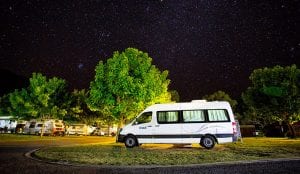 Caravan park at night