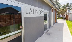 the exterior of a laundry inside a Shellharbour caravan park