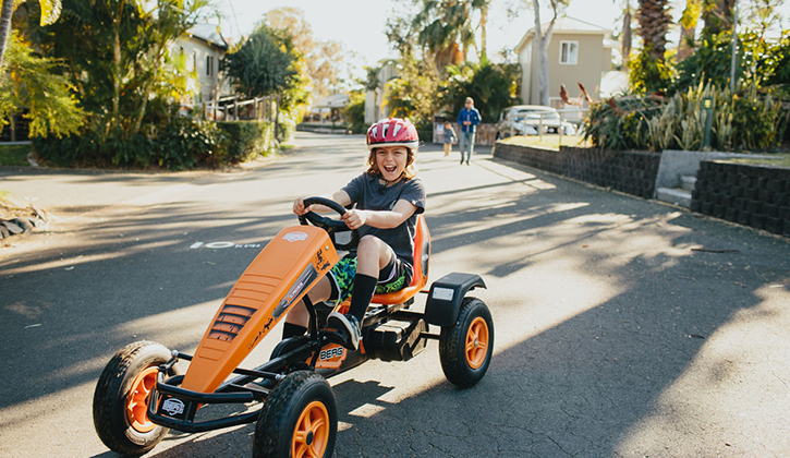 Young Boy riding a Go-Kart in a Gold Coast caravan park